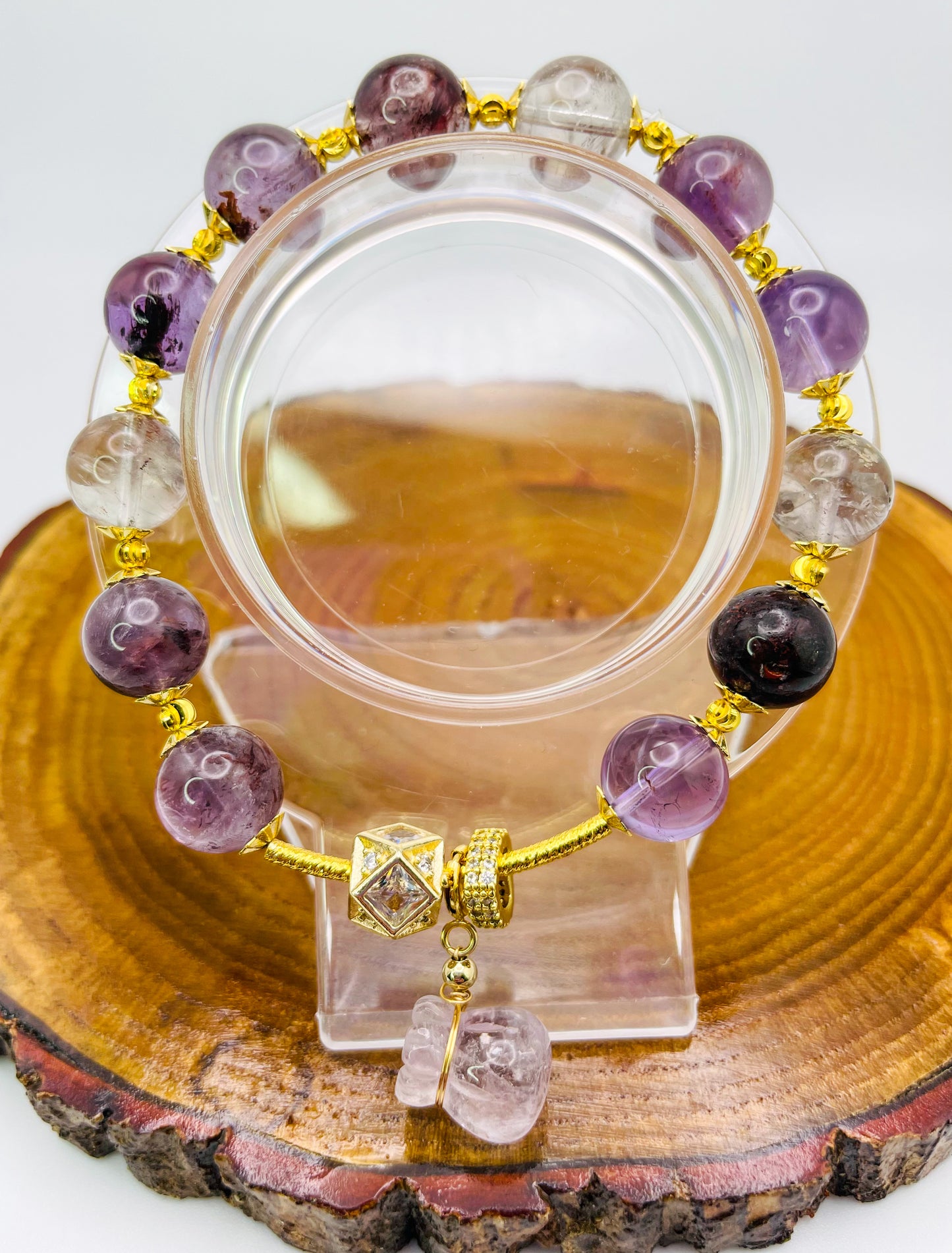 Natural Purple Phantom Quartz Money Bag Bracelet