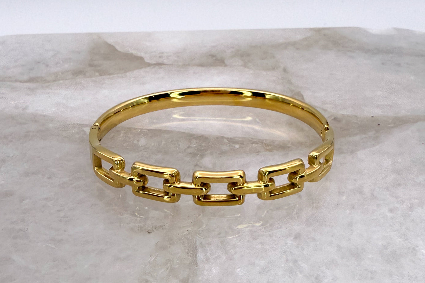 Gold Stainless Steel Chain Link Bangle Bracelet