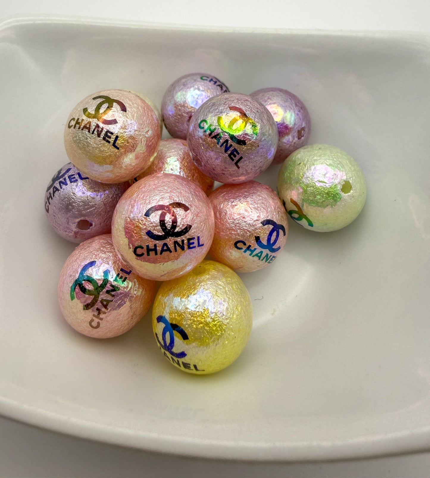 Colorful Metallic 16mm DIY Pen Keychain Acrylic Bead Set