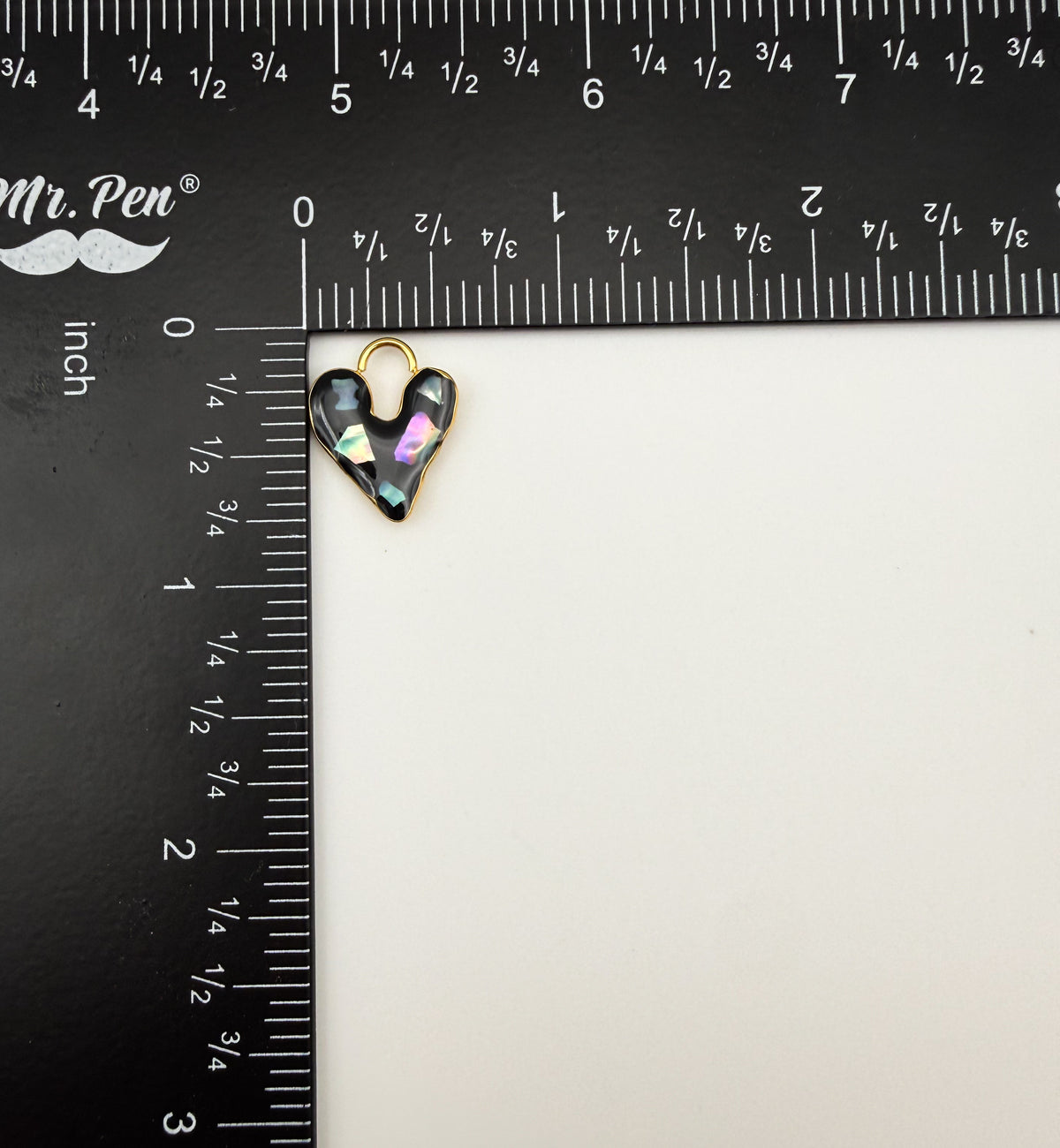 Gold Stainless Steel Heart Enamel with Abalone Shell Chip Charm Pendant DIY