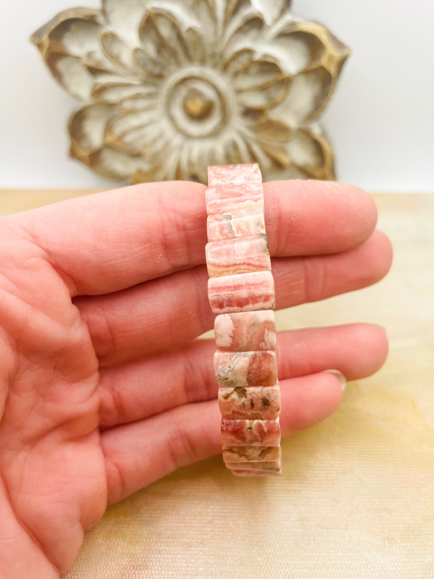 Natural Rhodochrosite Bangle Crystal Bracelet