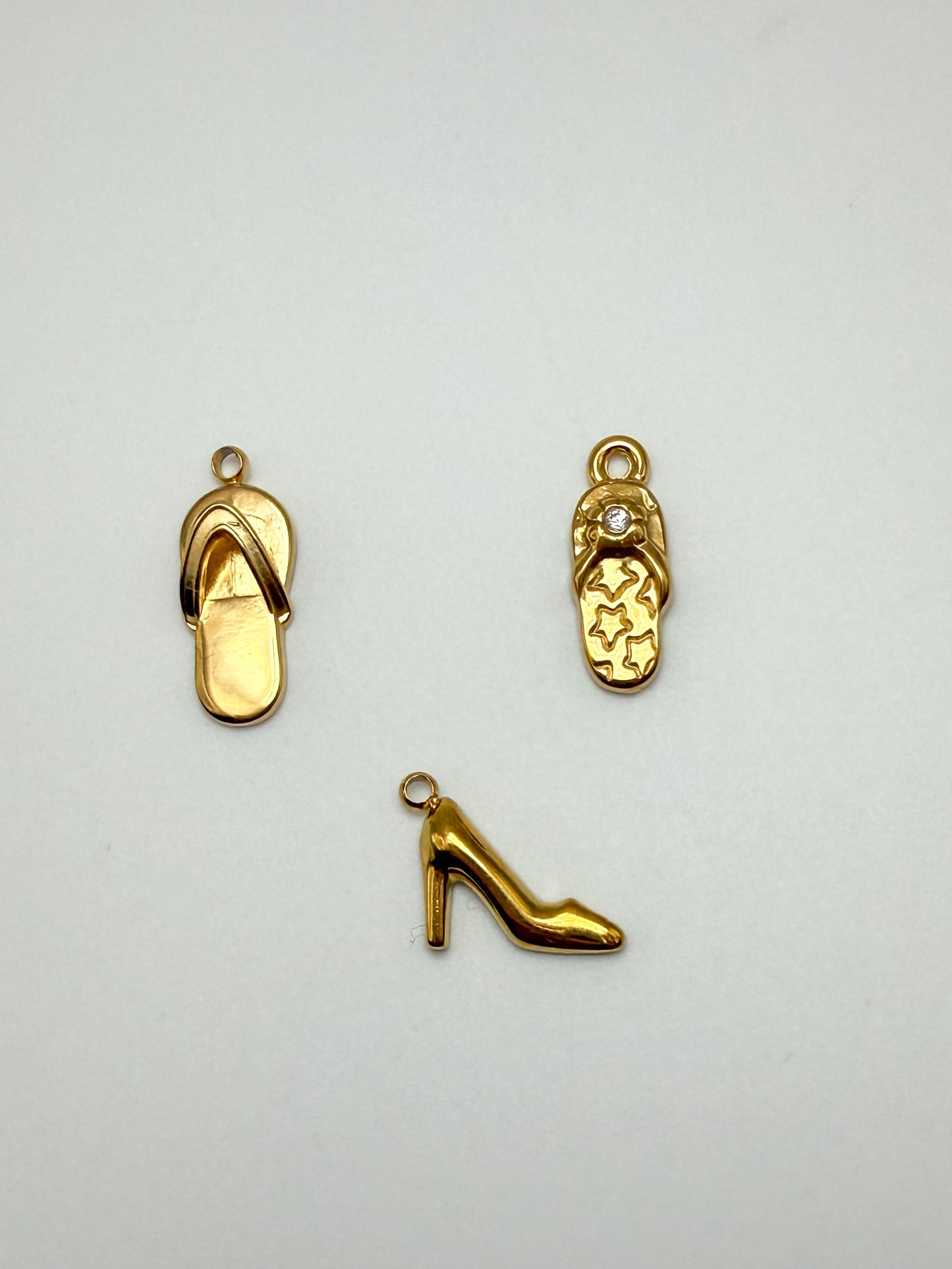 Stainless Steel Gold Women’s Shoes Flipflop Sandal High Heel Charms