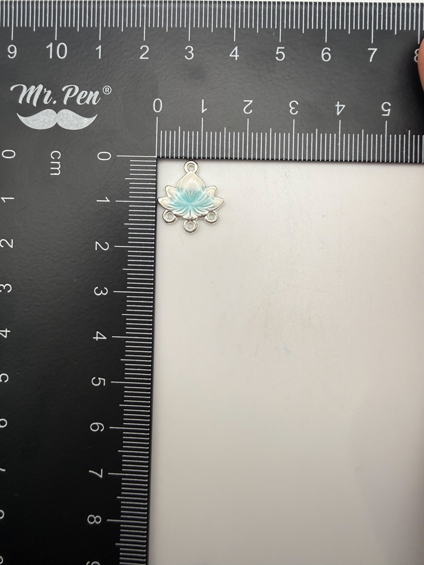 Silver Lotus Enameled Chandelier Metal Charms