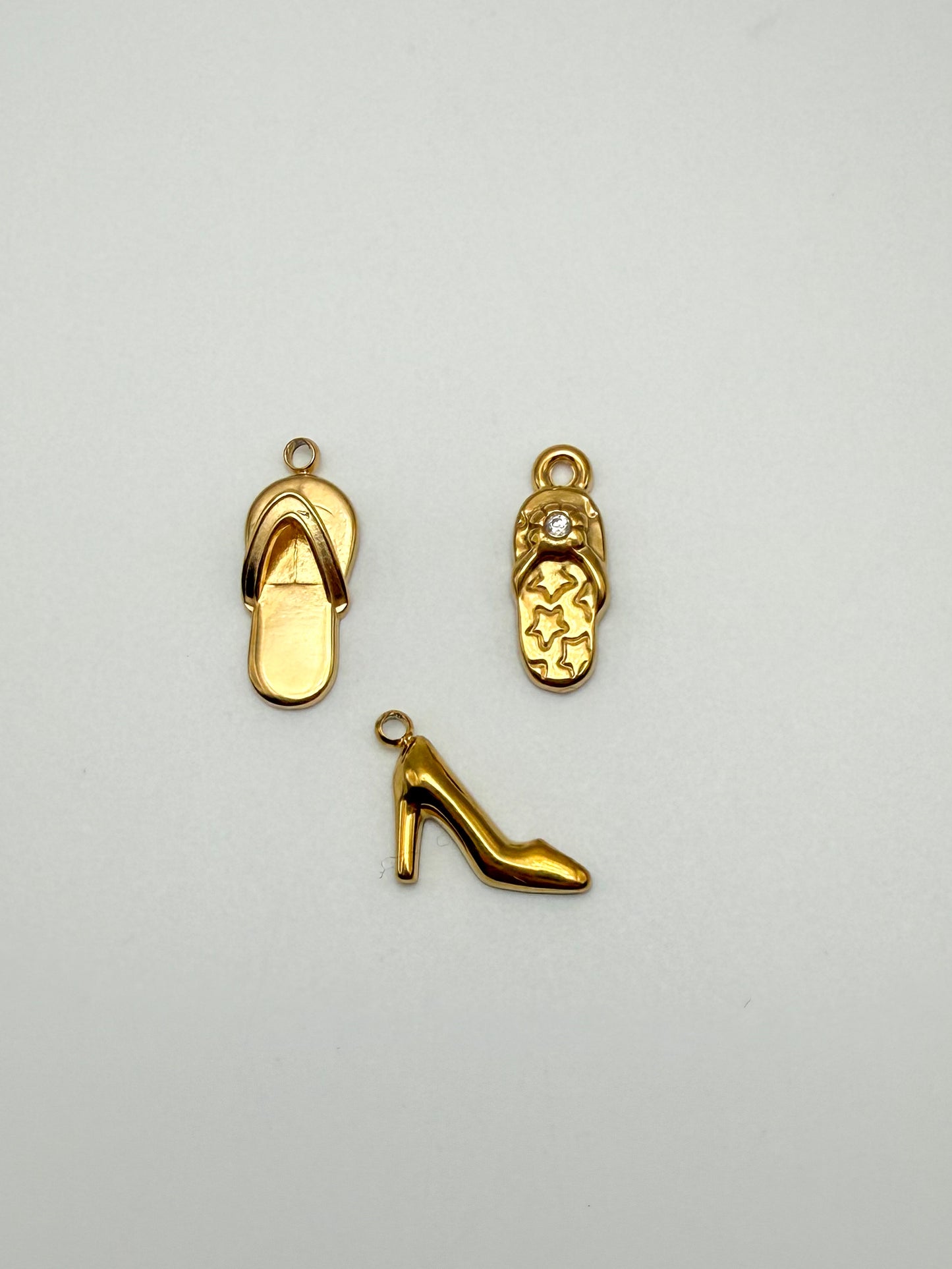 Stainless Steel Gold Women’s Shoes Flipflop Sandal High Heel Charms