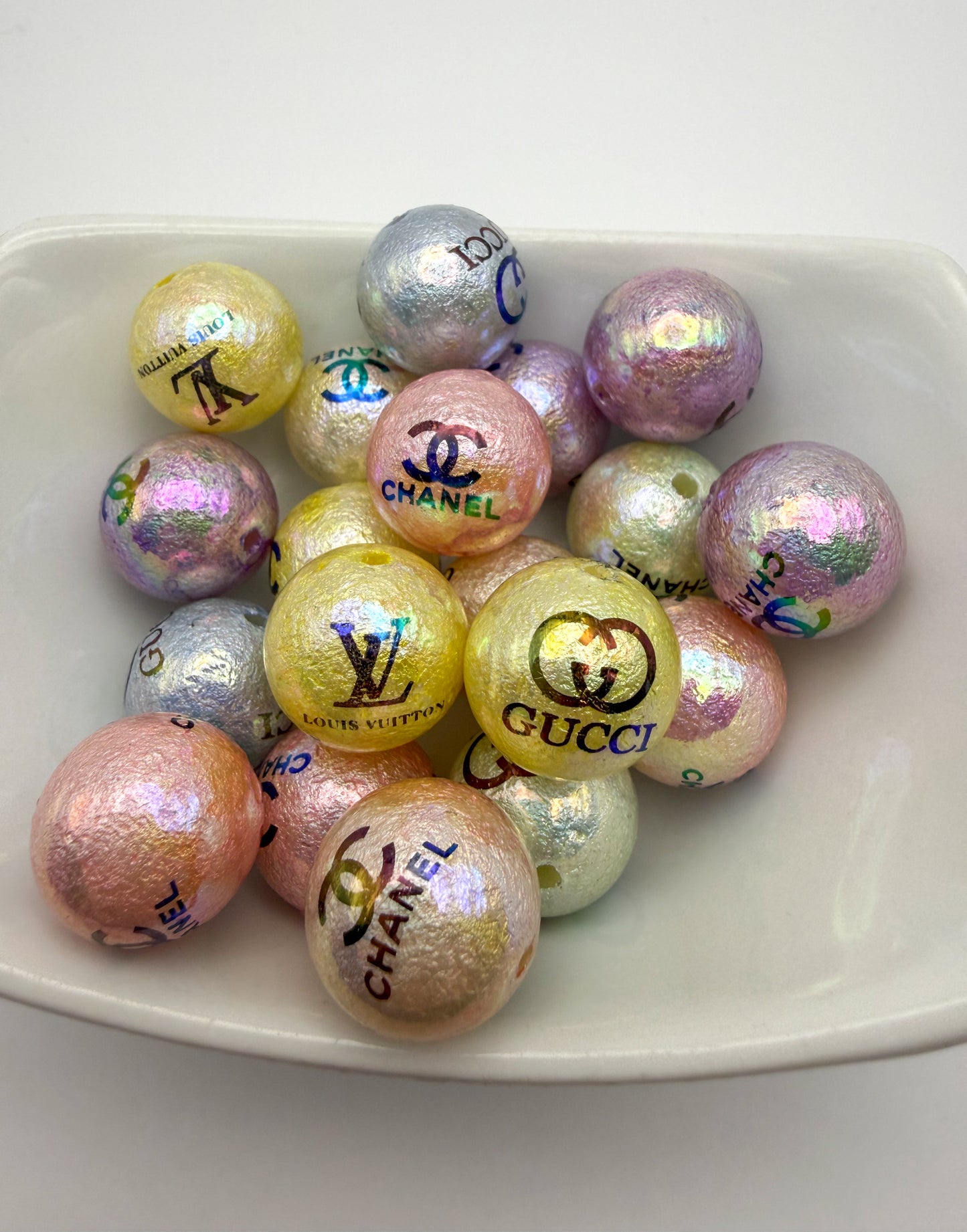 Colorful Metallic 16mm DIY Pen Keychain Acrylic Bead Set