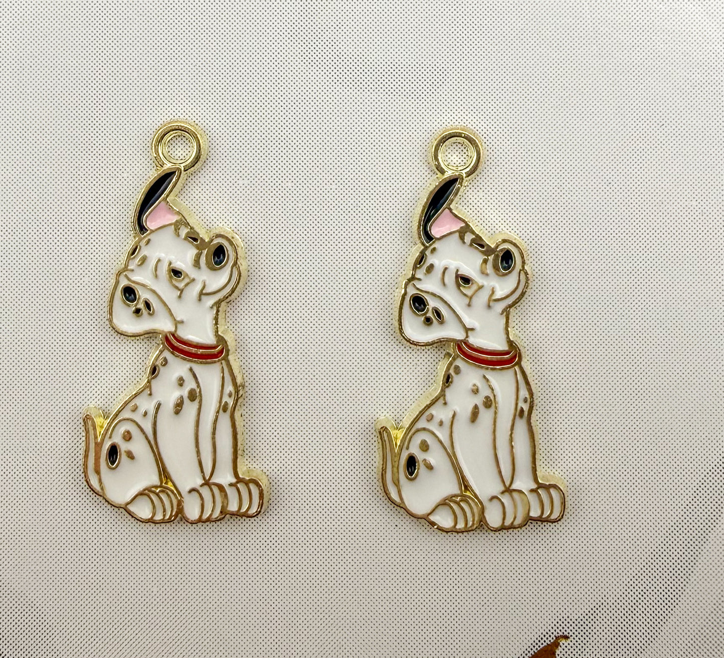 Dalmatian’s Gold Enamel Metal Charms