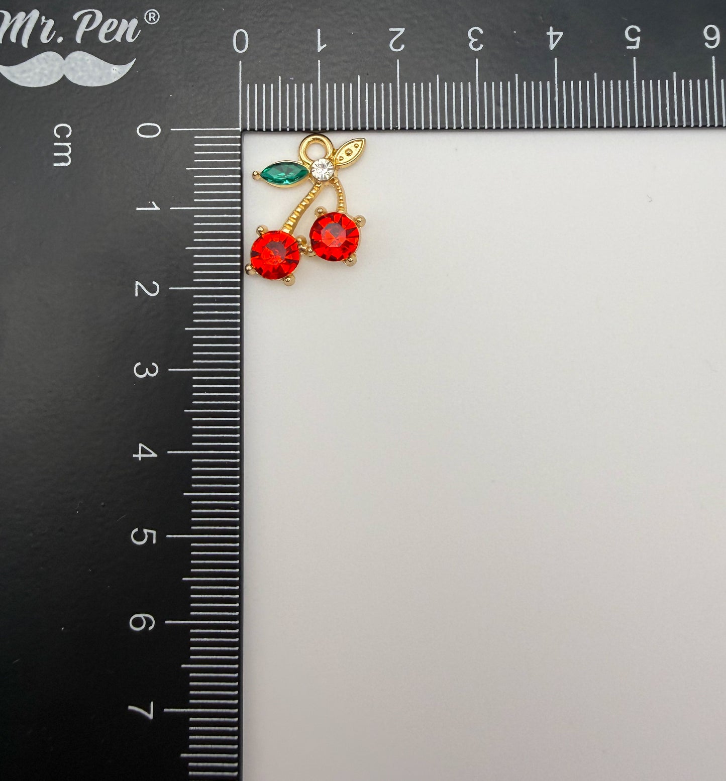 Red CZ Gold Cherry Metal Charms