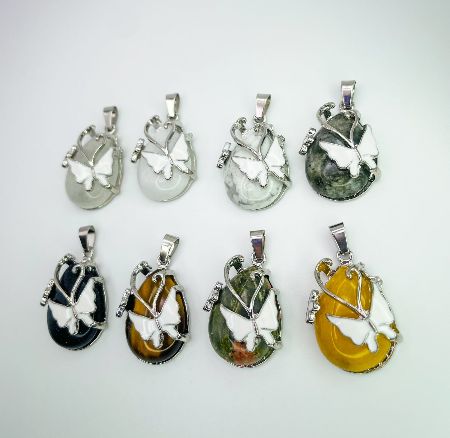 Crystal Teardrops Butterfly Pendants