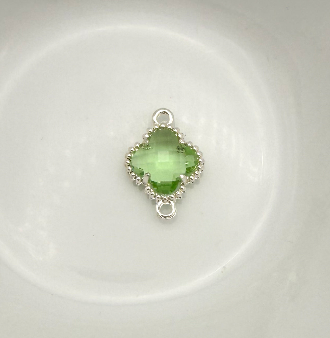 Colorful Double Link Clover Glass Charm Connectors-Gold & Silver