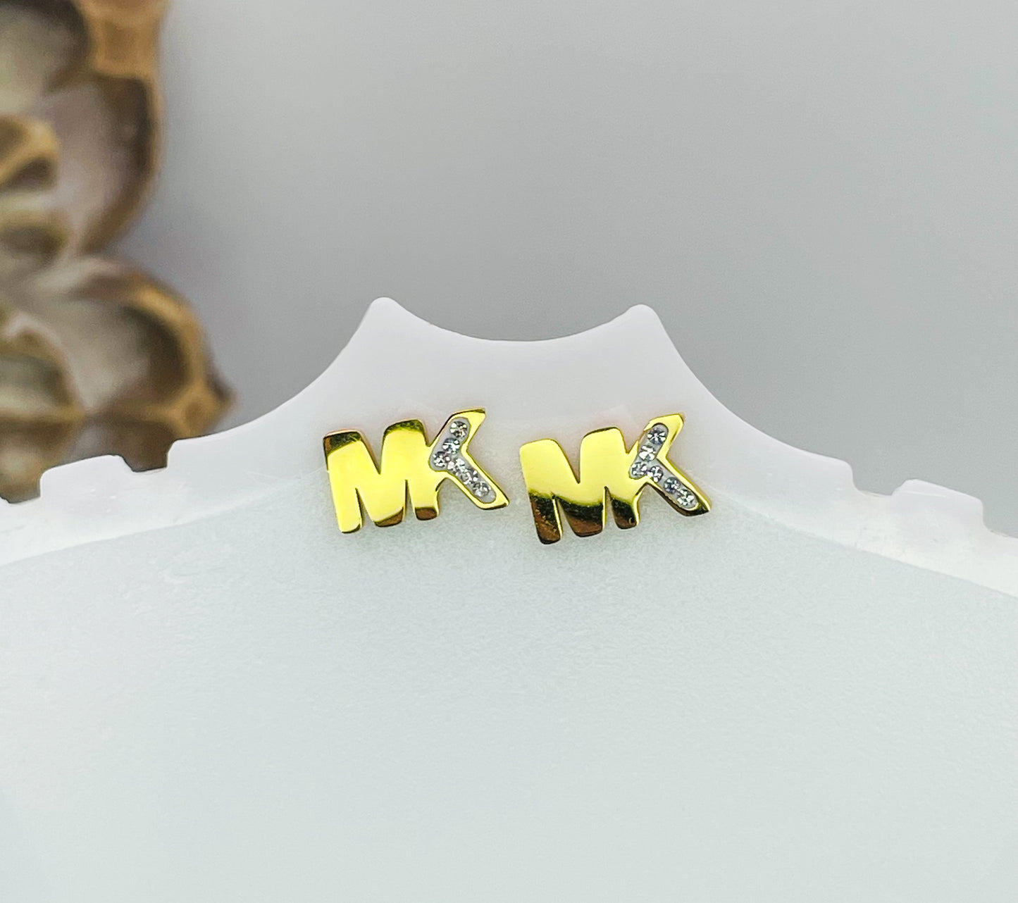 MK Gold Stainless Steel Stud Earrings