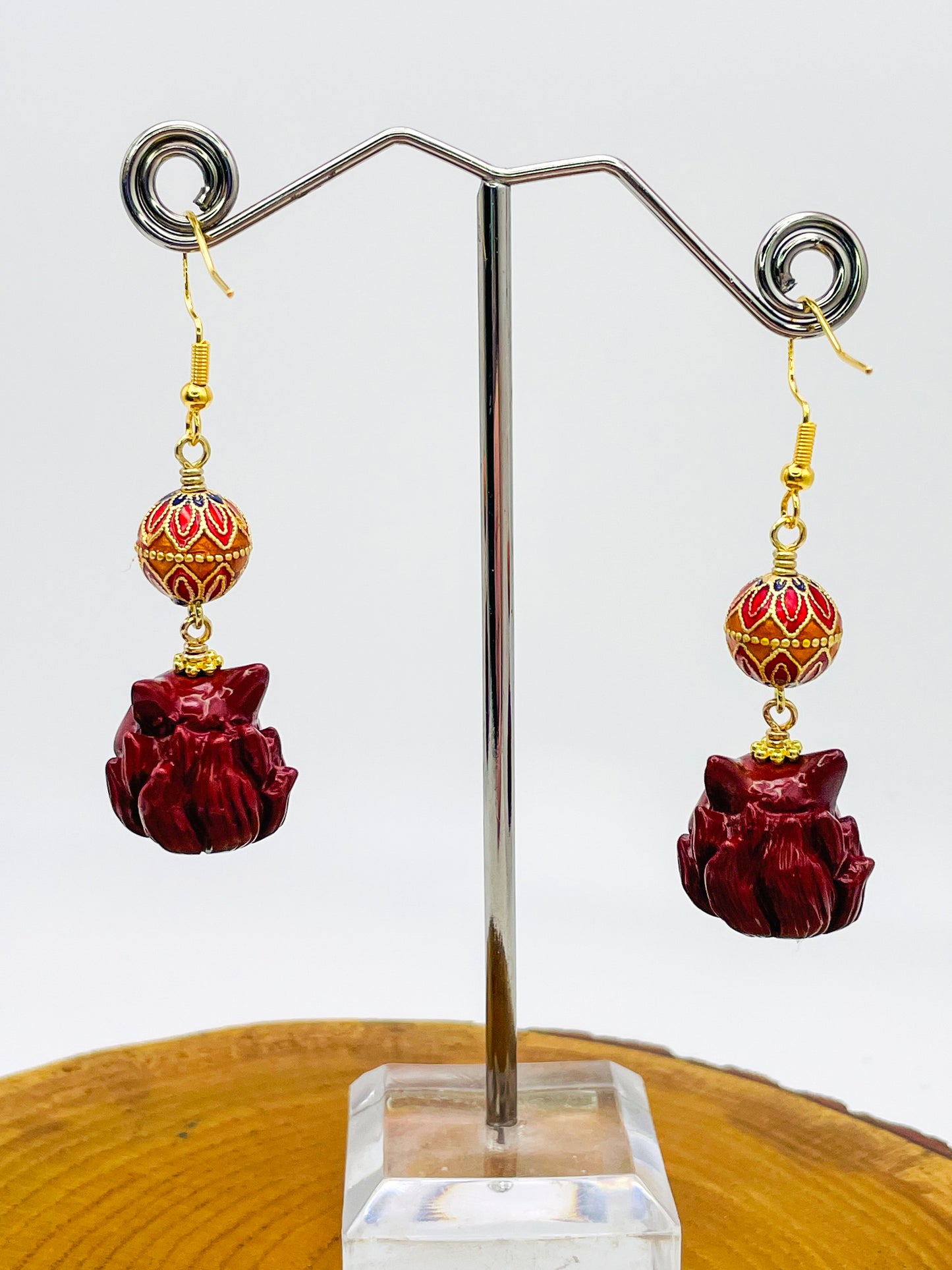 Cinnabar Nine Tail Fox Earrings