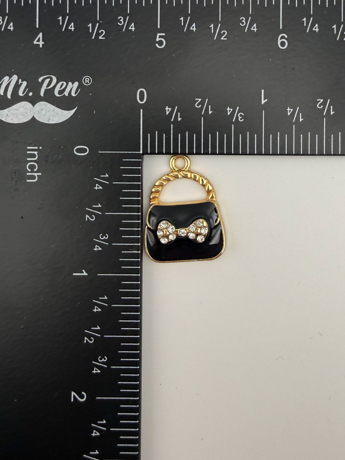 Gold & Enameled Bow Tie Inspired Purse DIY Metal Charm