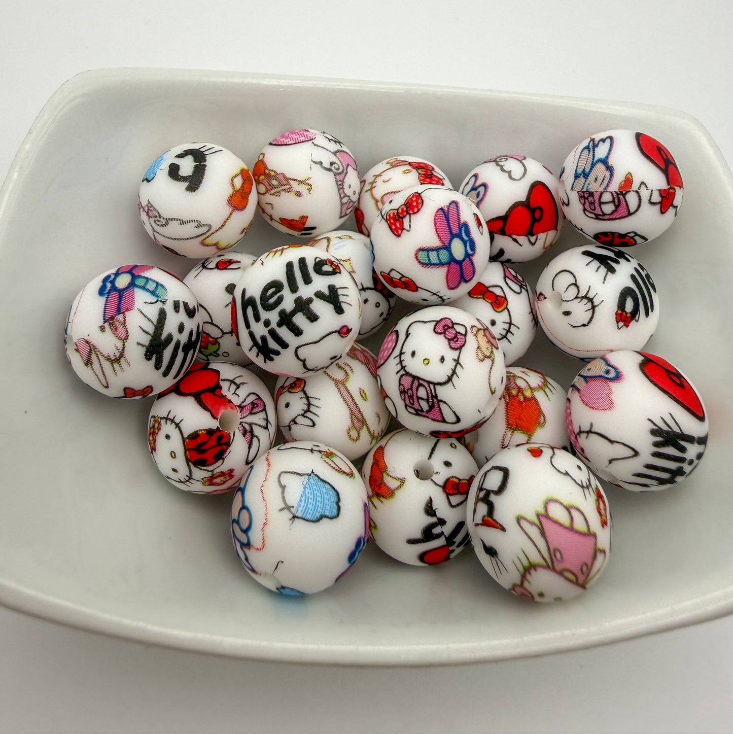 Hello Kitty Printed Silicone DIY Pen Keychain Beads