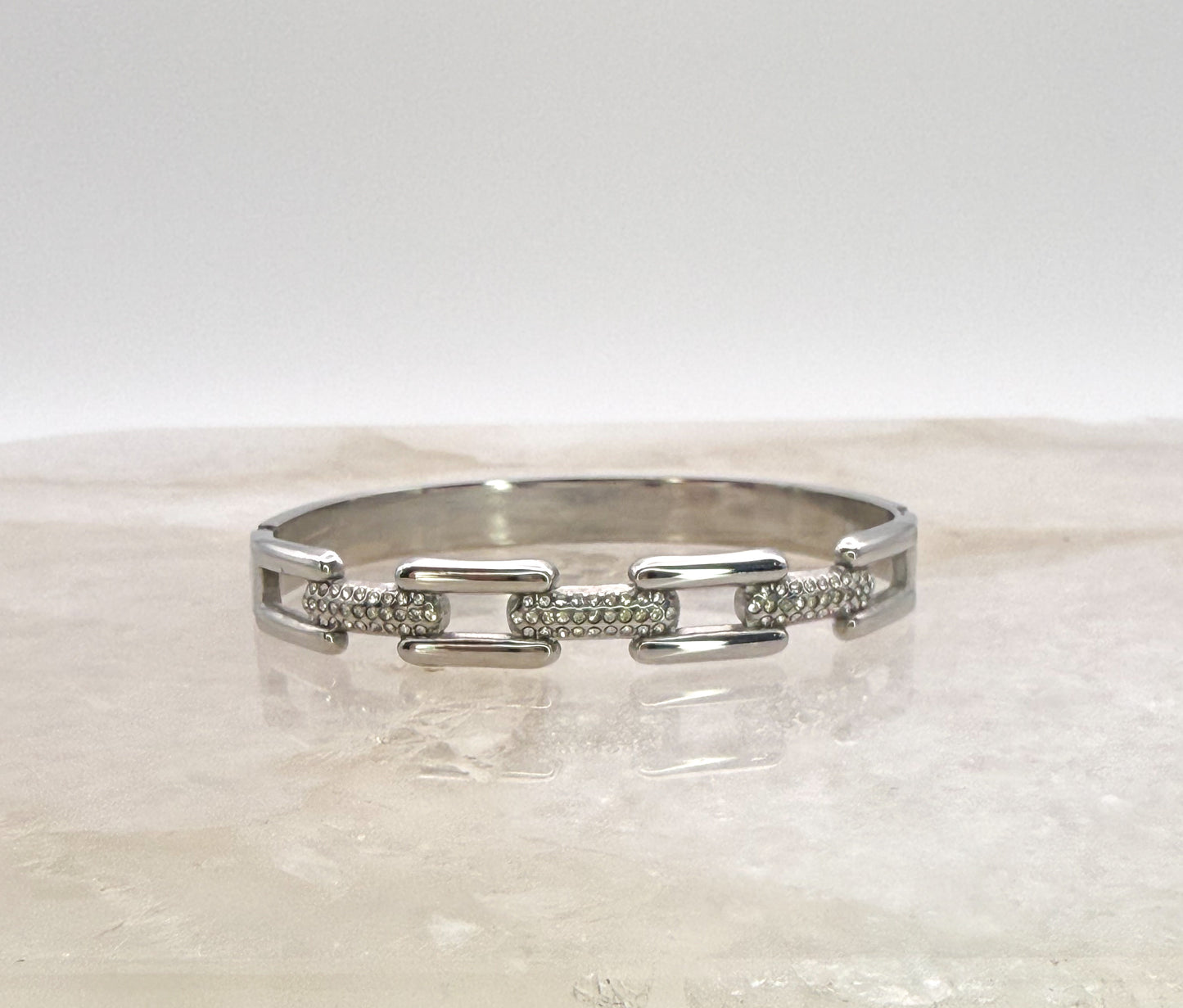 Silver Stainless Steel Chain Link Bangle Bracelet