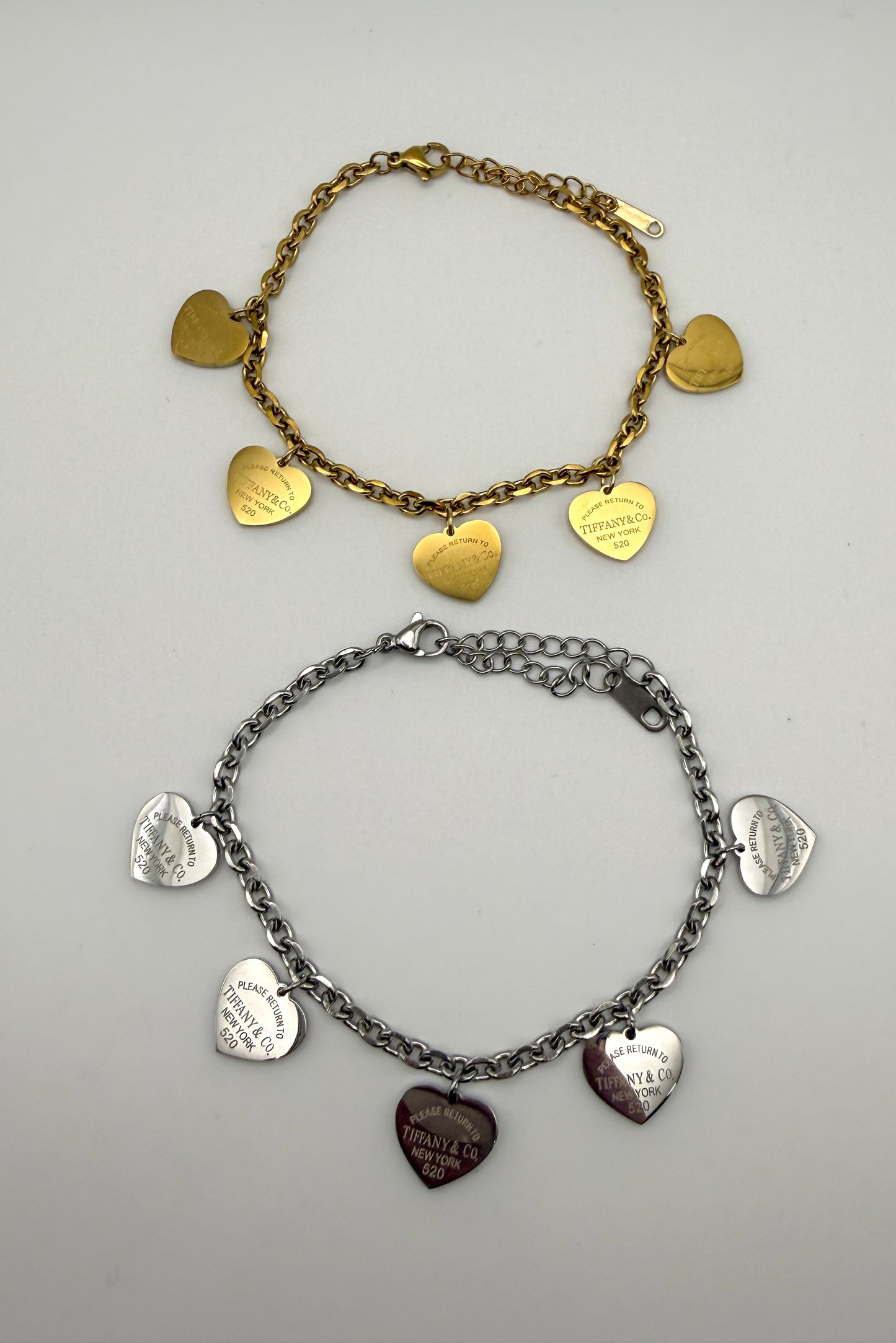 Gold & Silver T&Co Dangle Charm Chain Bracelet