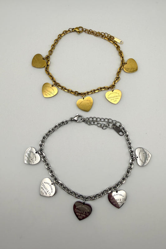 Gold & Silver T&Co Dangle Charm Chain Bracelet