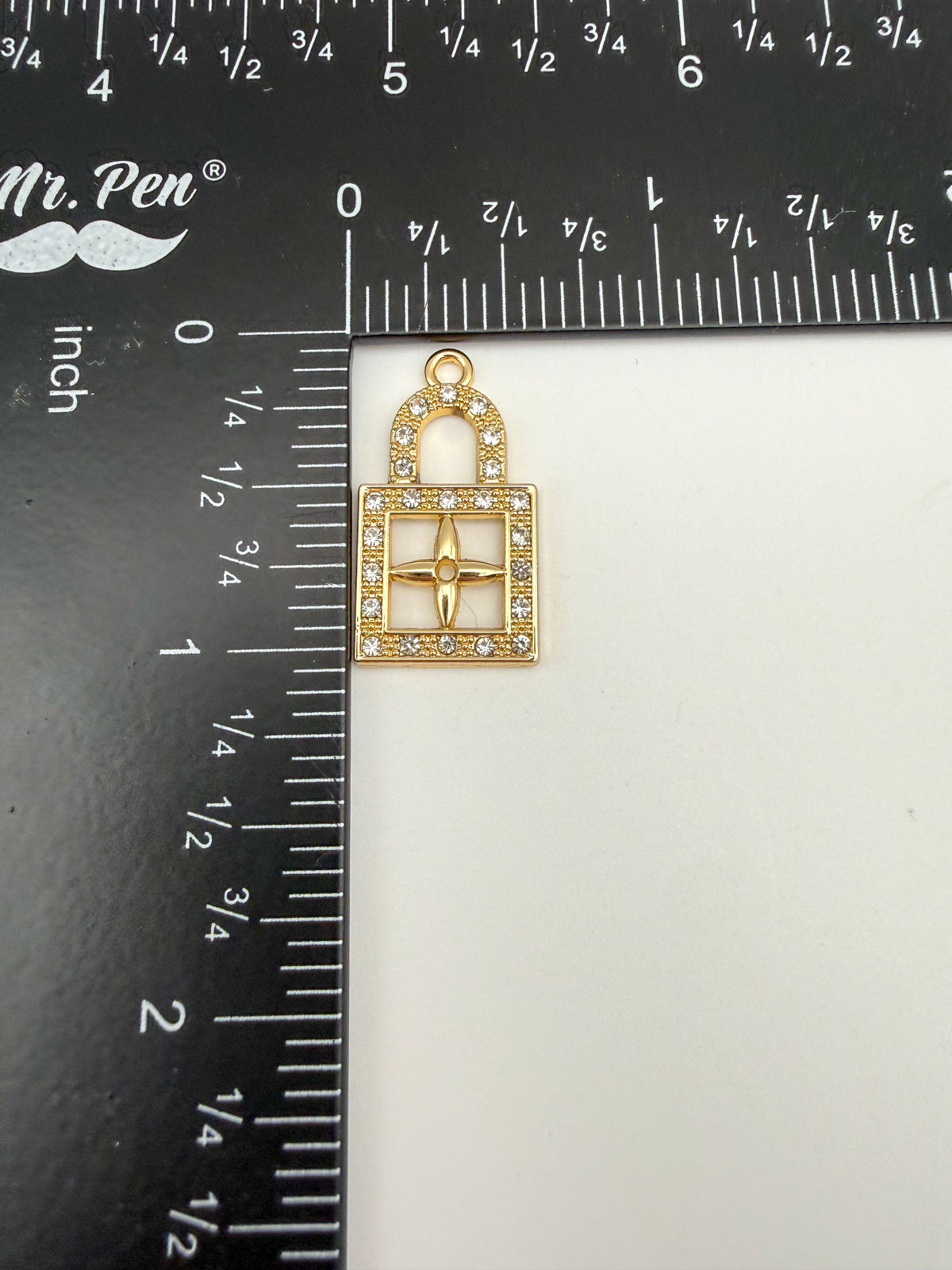 Gold Bling Clover Lock Charm Pendant DIY