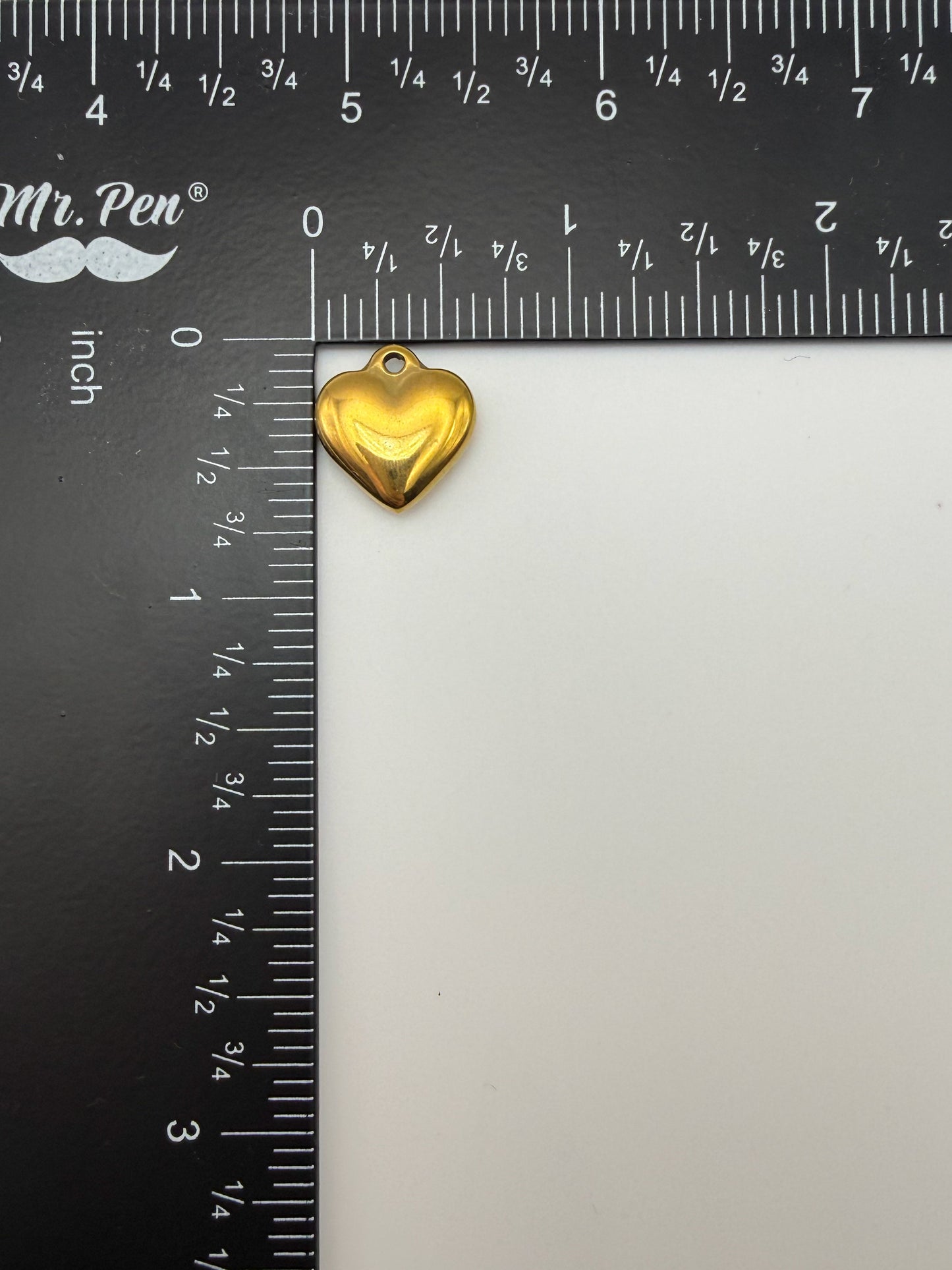 Stainless Steel Gold Solid 3D Heart Charms Small & Large