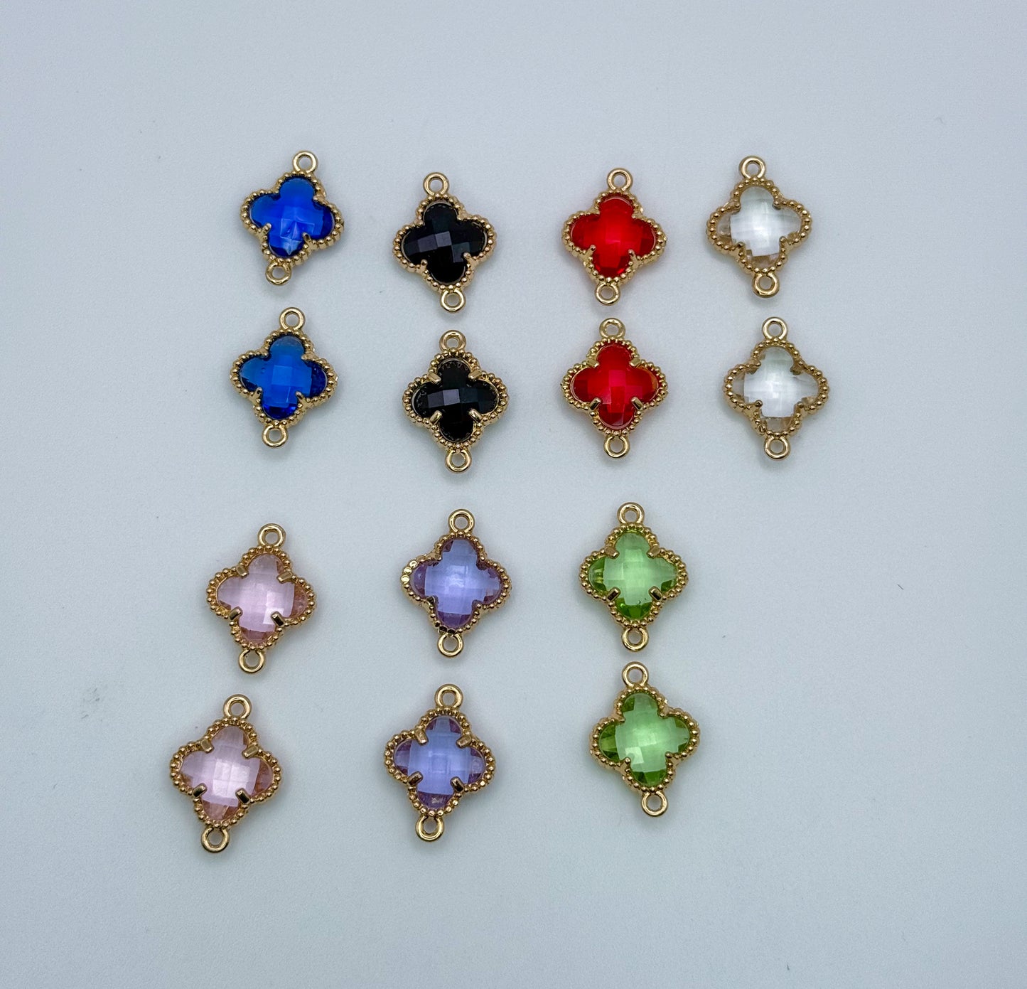 Colorful Lucky Clover Glass Charm Connectors