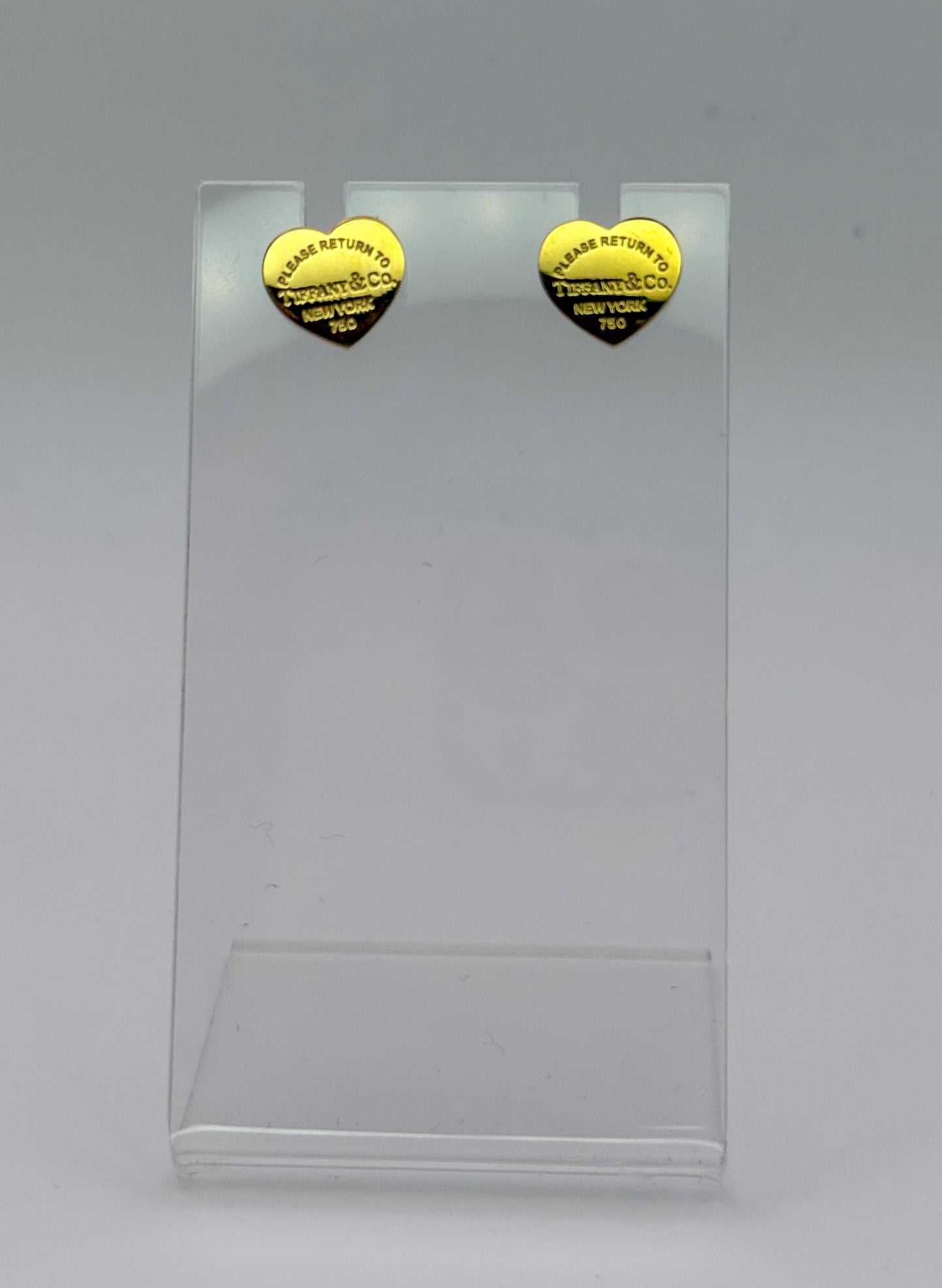 Gold Stainless Steel T&Co. Heart Stud Earrings