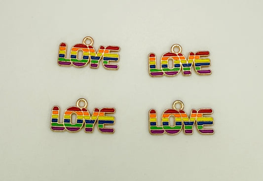 Colorful LOVE DIY Gold Metal Charms