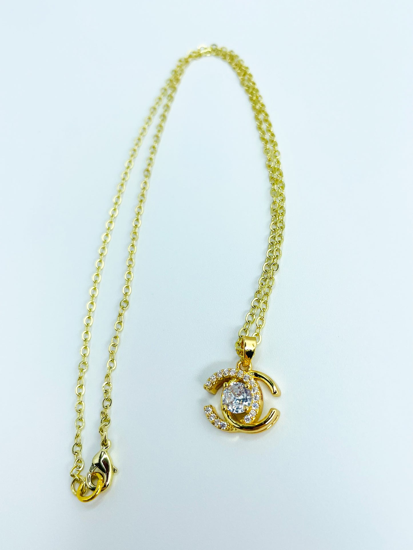 Gold CC Moissanite Diamond Necklace