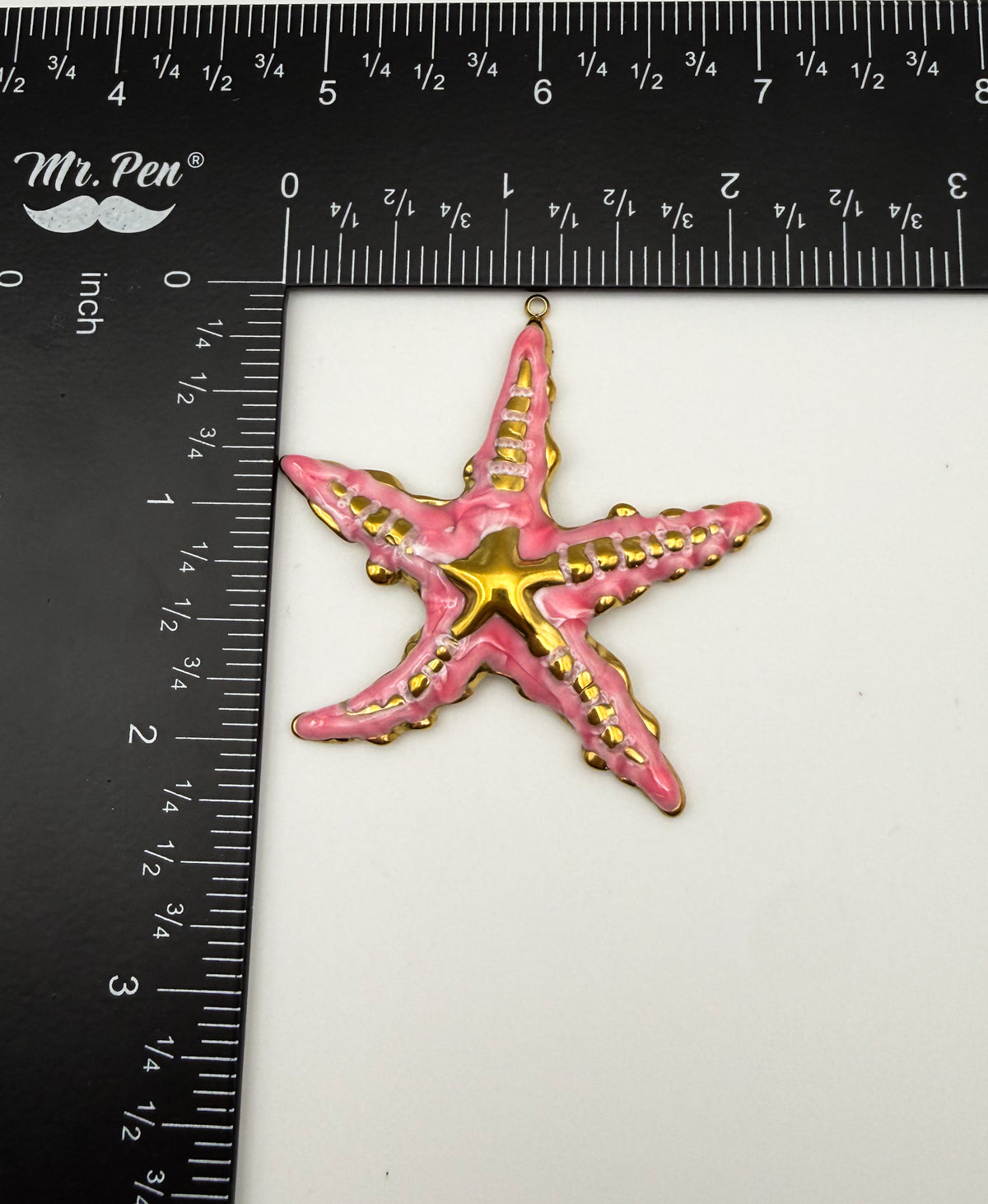 Gold Stainless Steel Pink Enamel StarFish Charm Pendant DIY