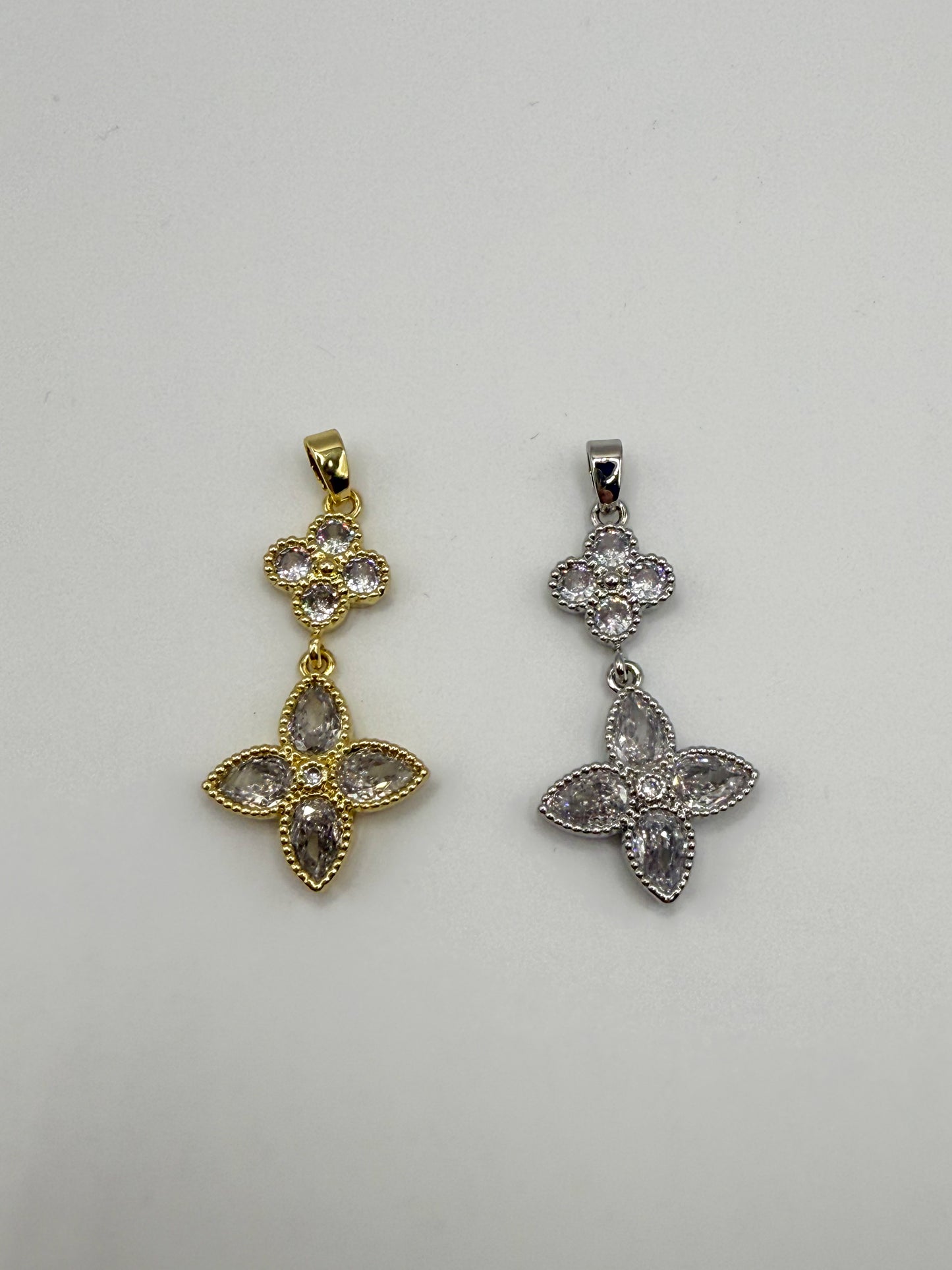 Gold & Silver Double Clover Pendant