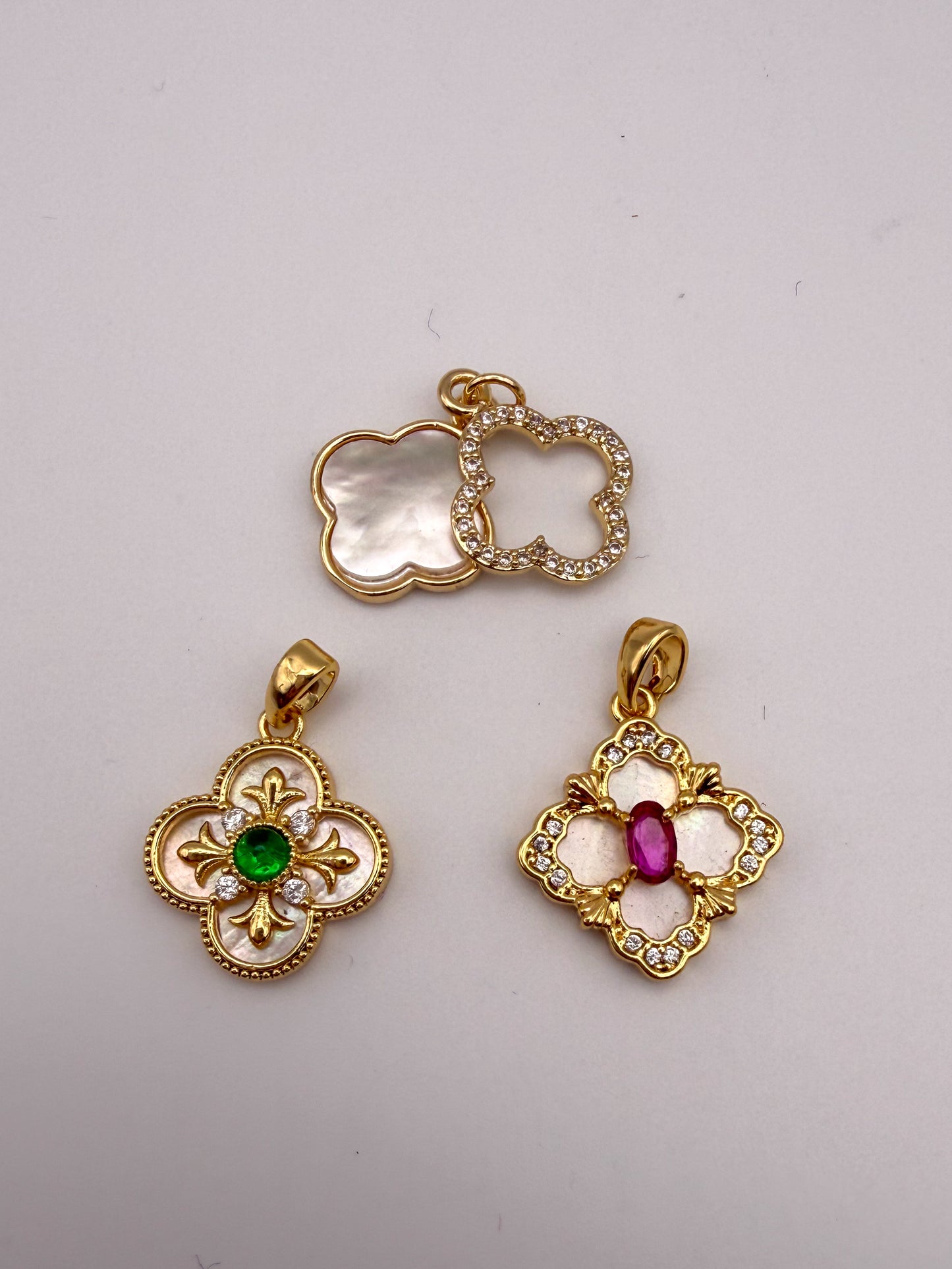 Gold Mother of Pearl Shell Clover Charms
