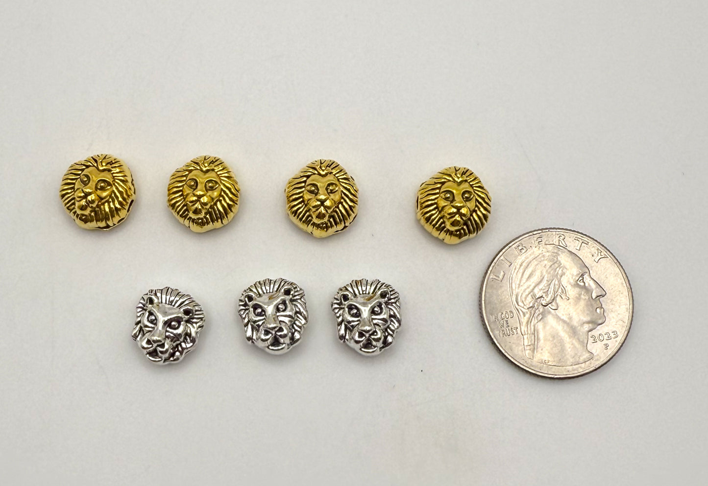 Lion Head Gold & Silver Spacer Charm Beads
