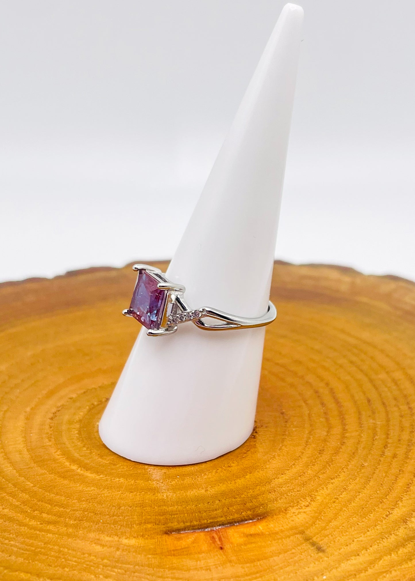 Sterling Silver Alexandrite Square Infinity Adjustable Ring