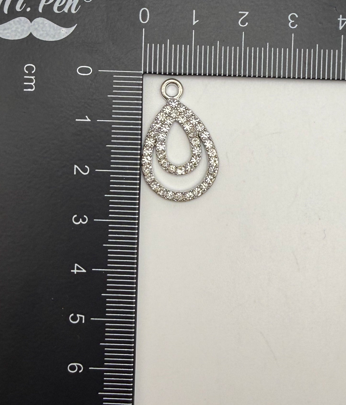 Elegant Rhinestone Double Teardrop Metal Charms