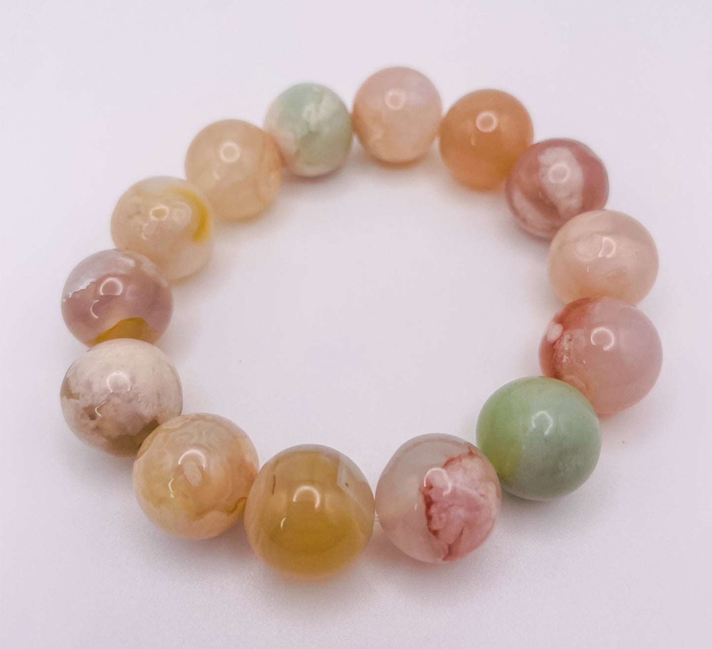 Natural Sakura Flower Agate Crystal Bracelet