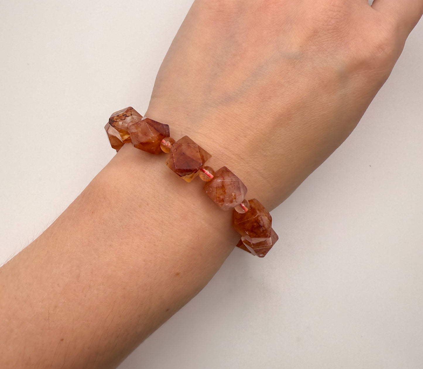High Quality Fire Quartz Freeform Crystal Beaded Bracelet