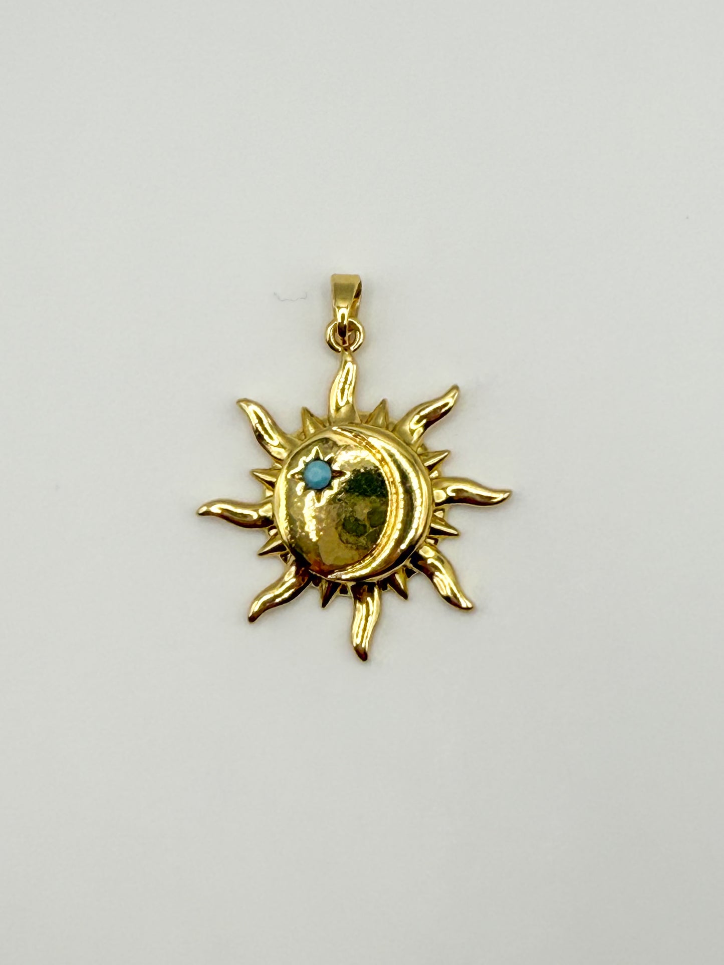 Stainles Steel Gold Moon & Sun Charm Pendant