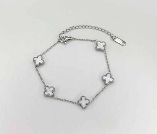 Mini Silver Clover Chain Link Adjustable Bracelets
