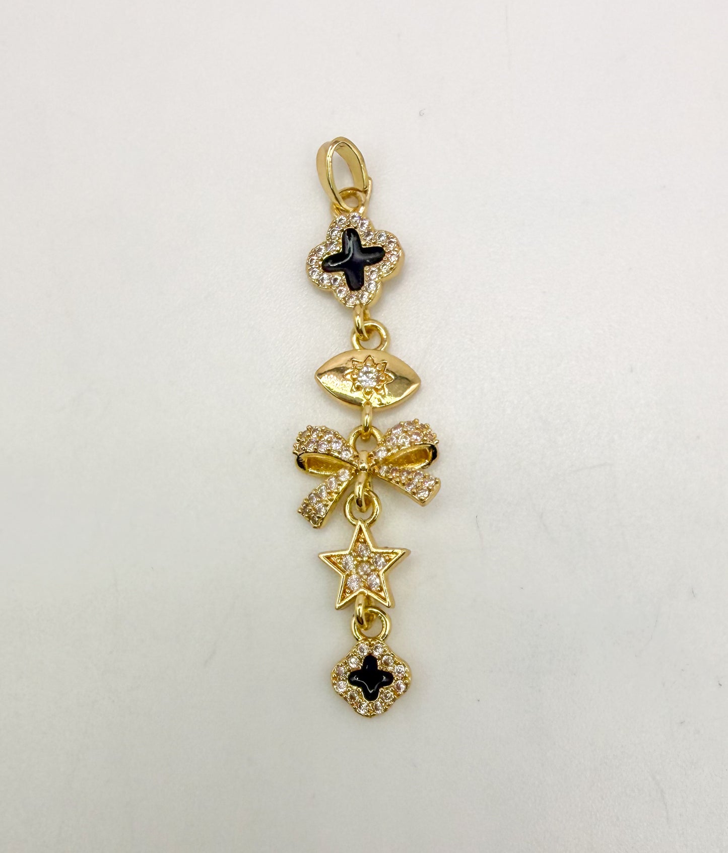 Gold & Silver Clover Dangling Charms Pendant