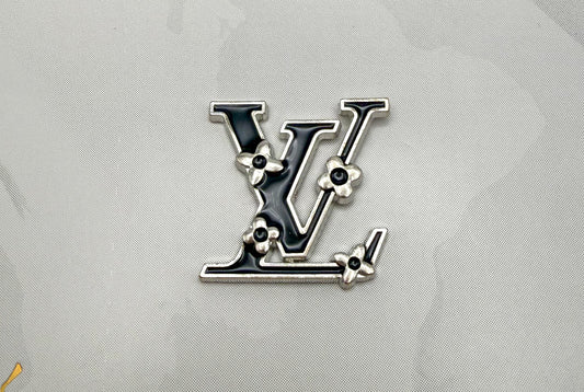 Silver Black Enamel LV DIY Metal Charm