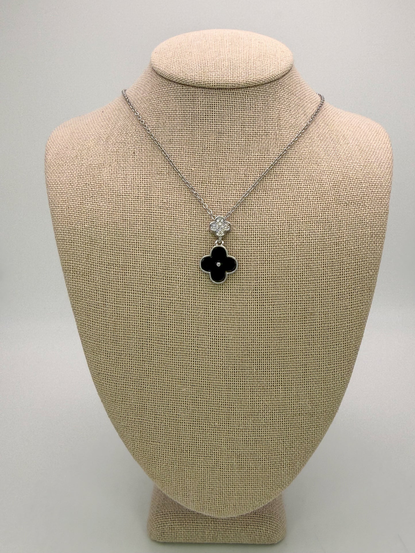 Bling & Natural Shell Double Clover Necklaces