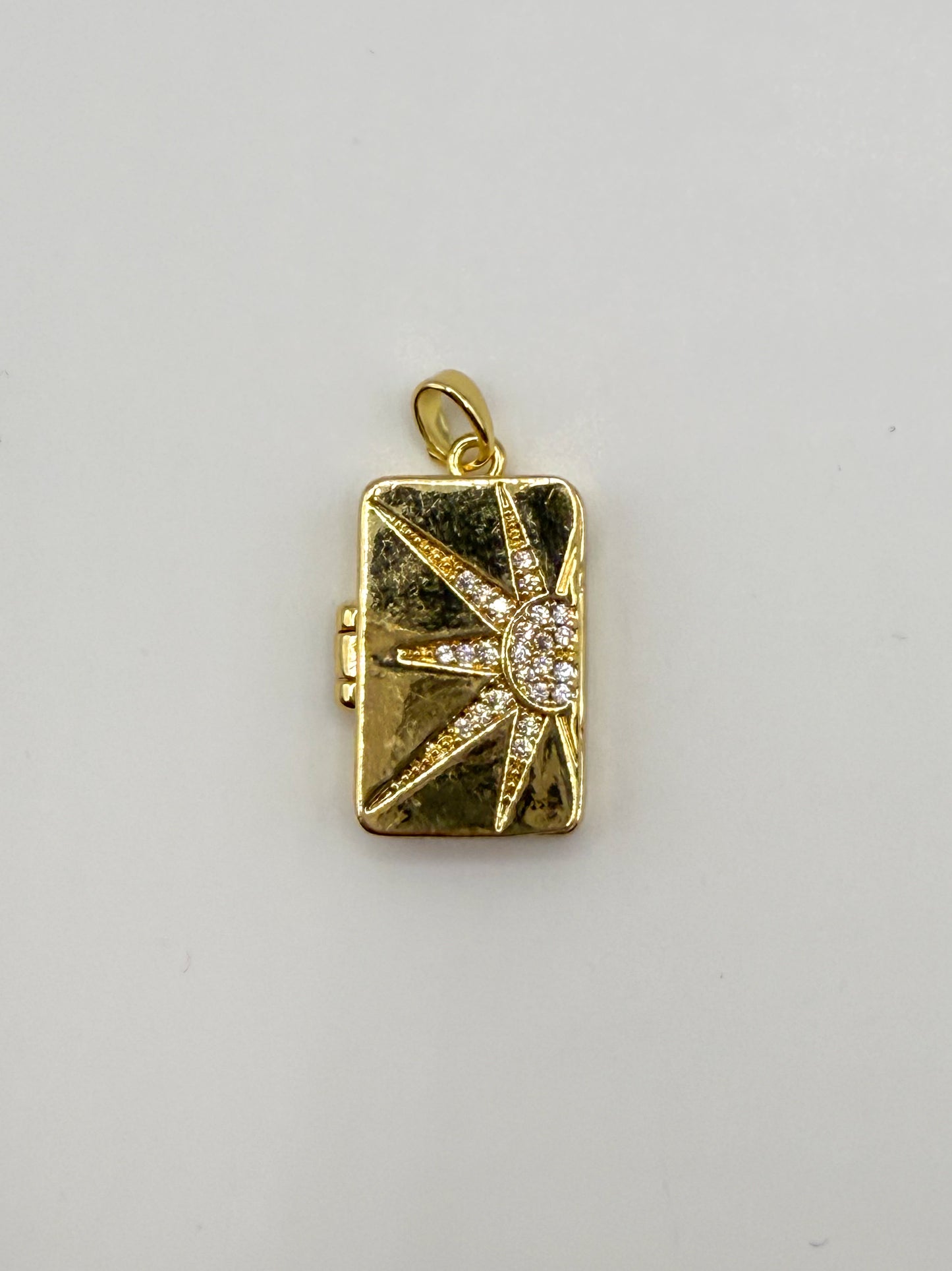 Rectangle Gold & Silver Shining Sun Charm Locket Pendant