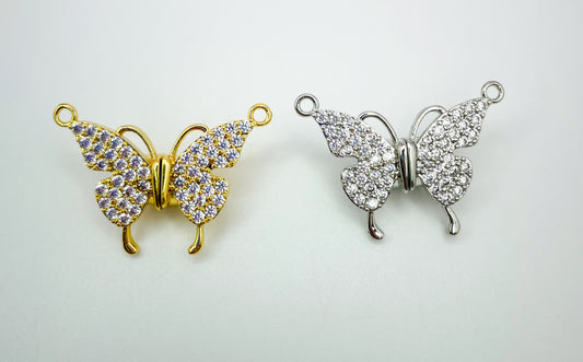 Magnetic Butterfly Pendant covered with micro pave zircon gems