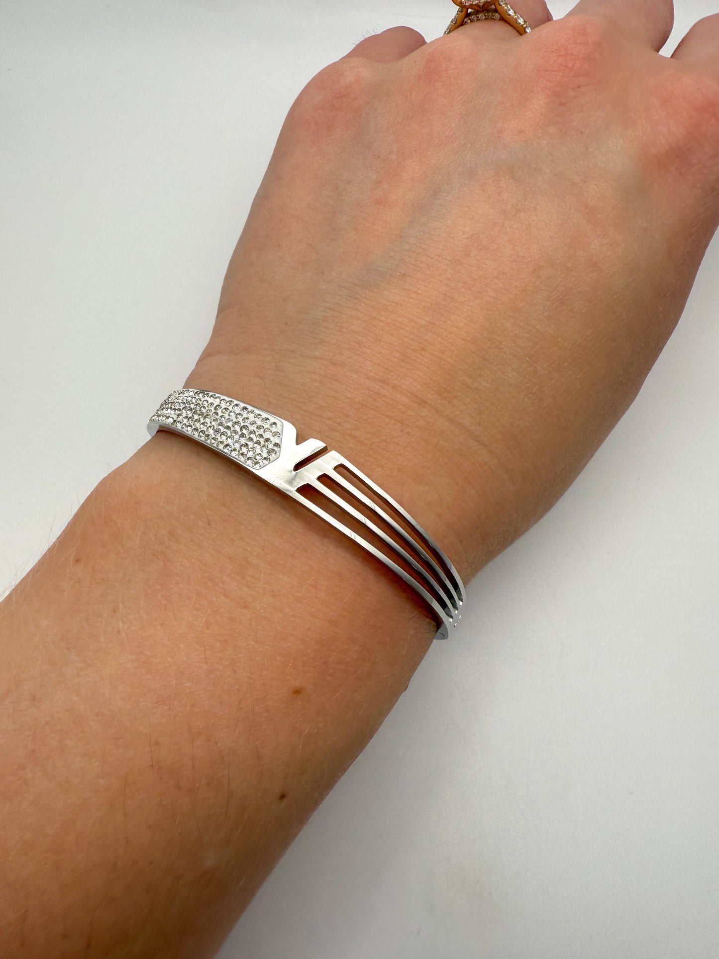 Silver LV Designer Bangle Bracelet