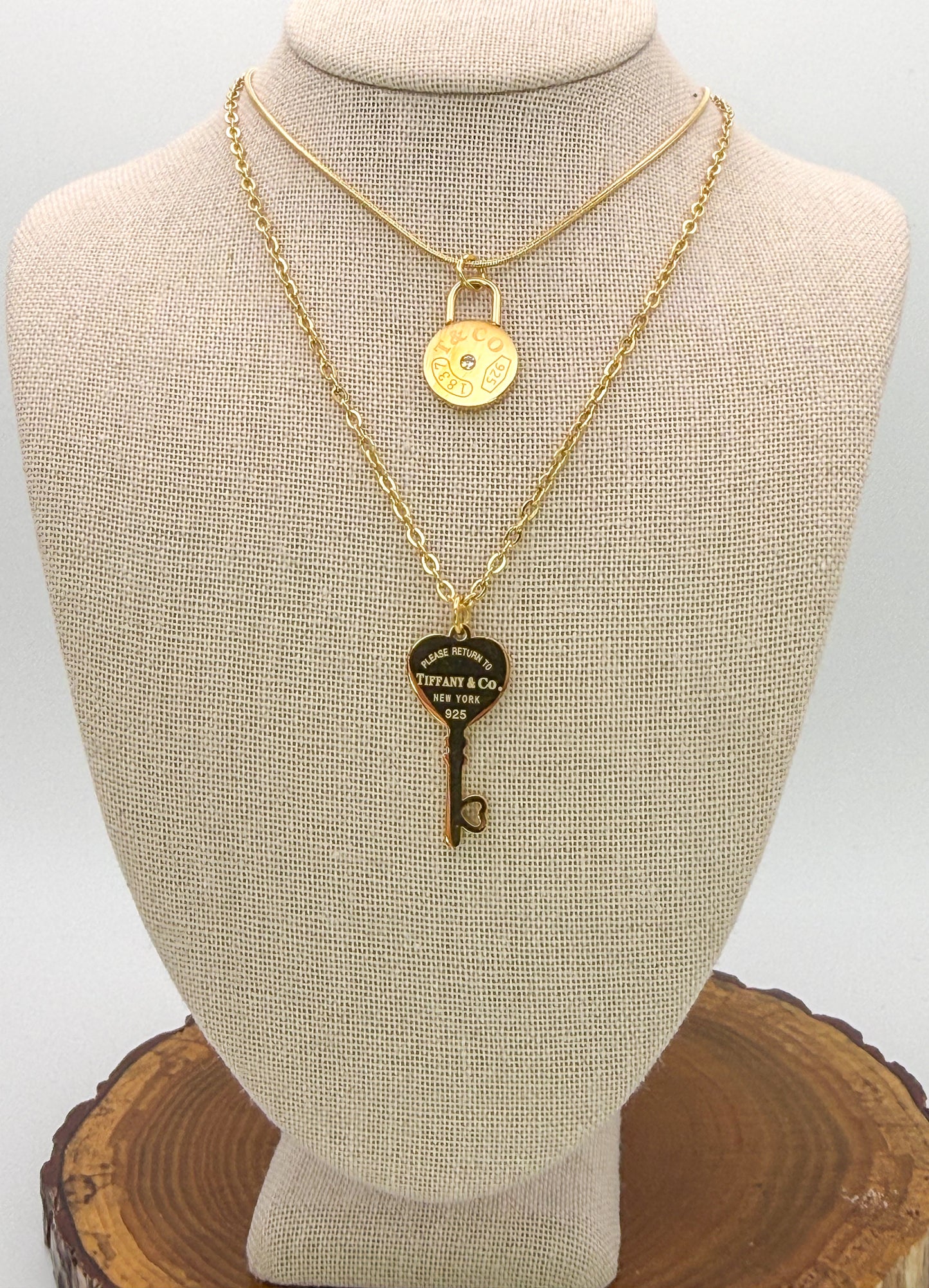 Double Layered T&Co. Gold Pendant Necklace