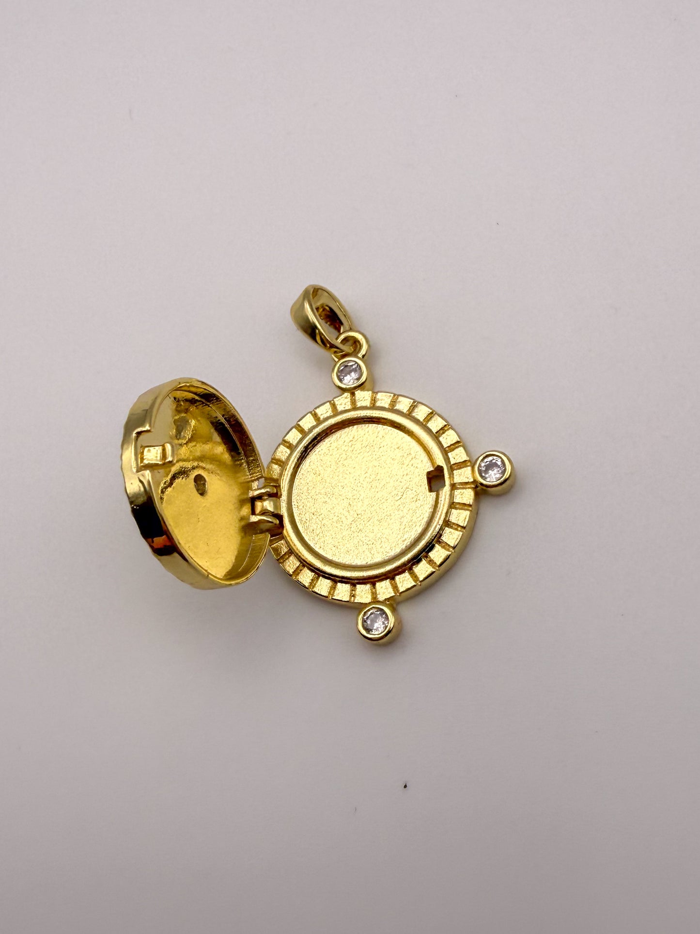 Gold Compass Locket Charm Pendant