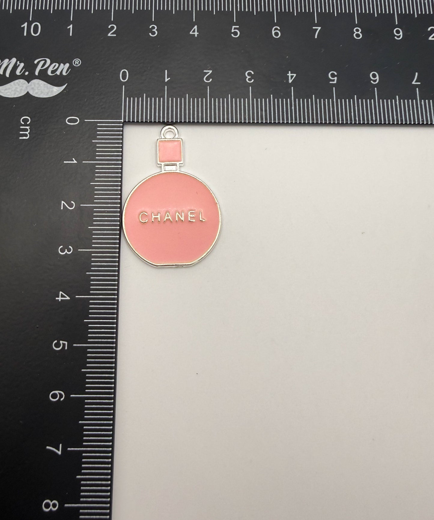 Chanel Perfume Bottle Silver & Gold Enamel Charm Pendants