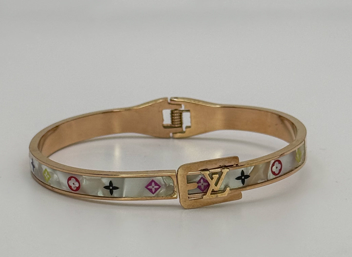 LV Gold Mother of Pearl Shell Bangle Bracelet