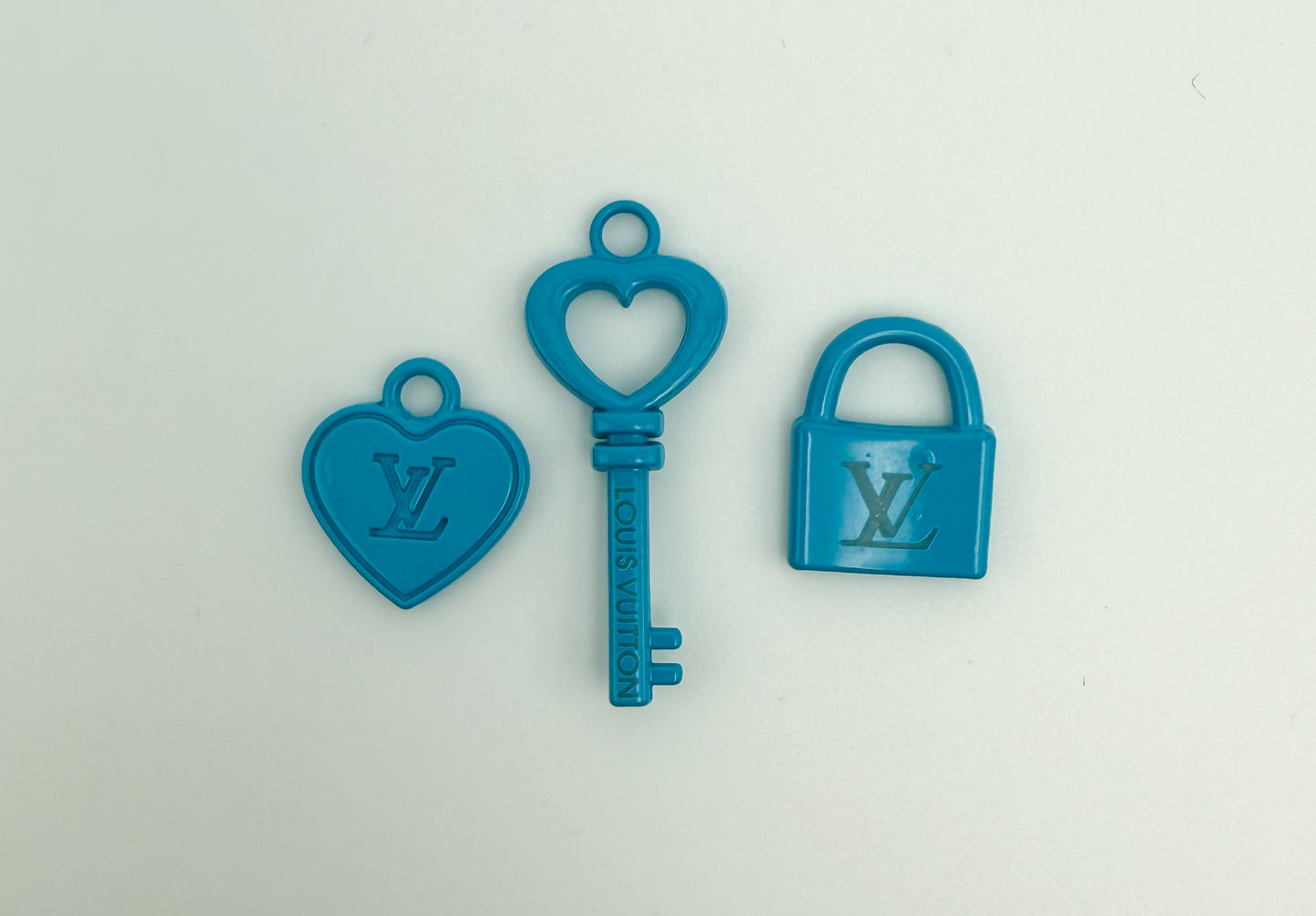 High Quality LV Inspired Lock N Key, Heart Colorful Metal Charm sets