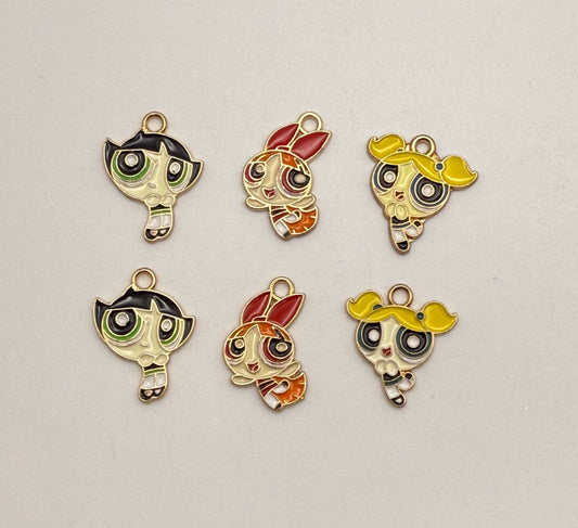 Power Puff Girls Gold DIY Charm Set