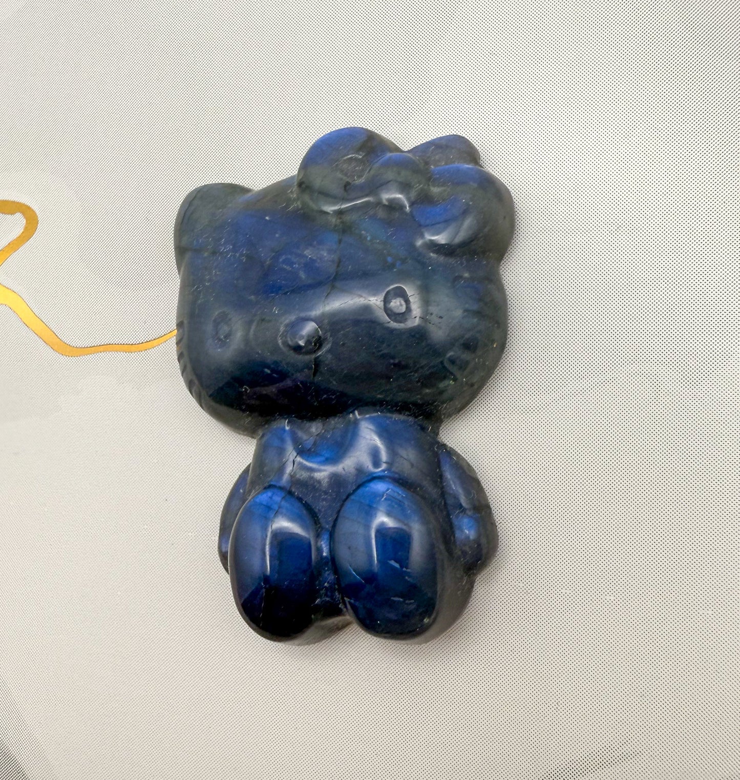 Natural Labradorite Crystal HK Kitty Flatback Decor