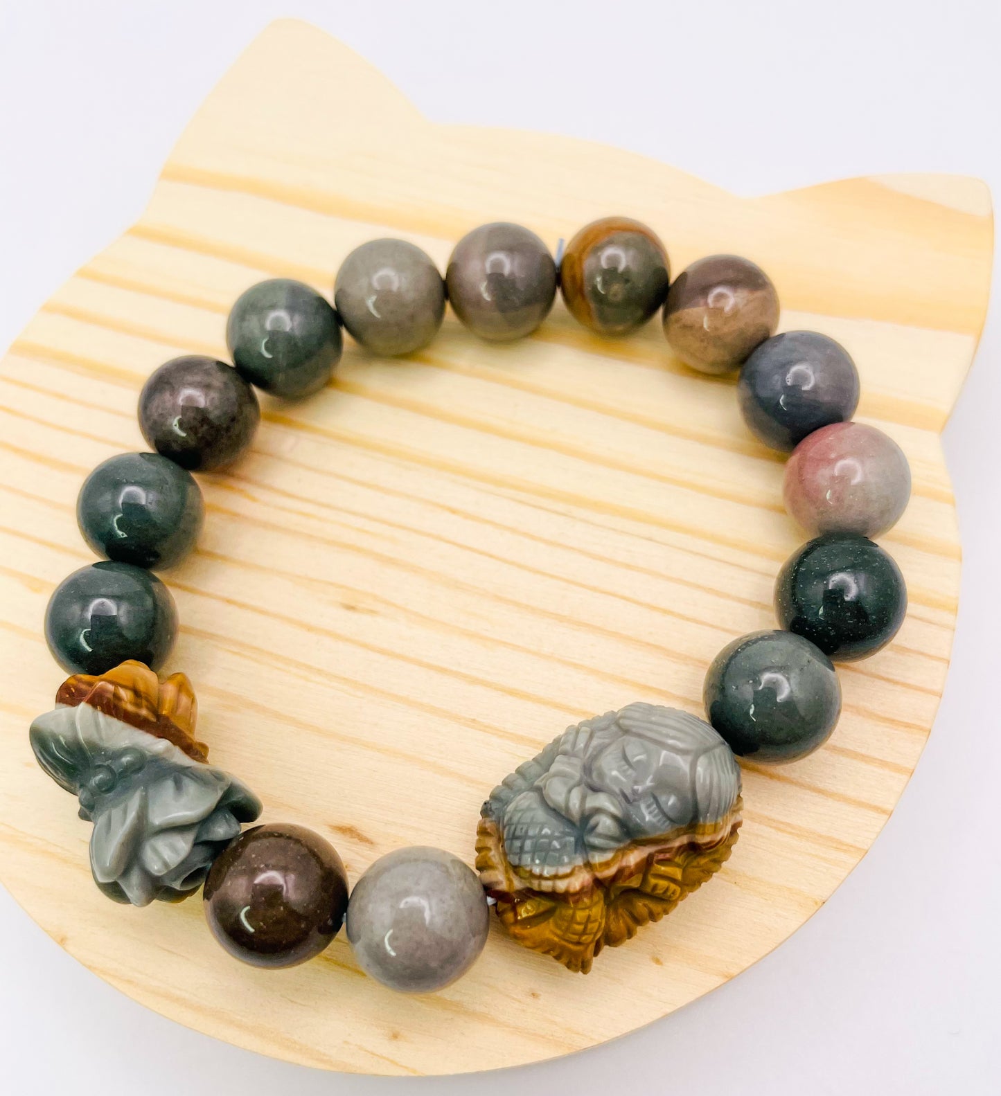 Natural Alashan Agate Baby Mermaid Statement Bracelet